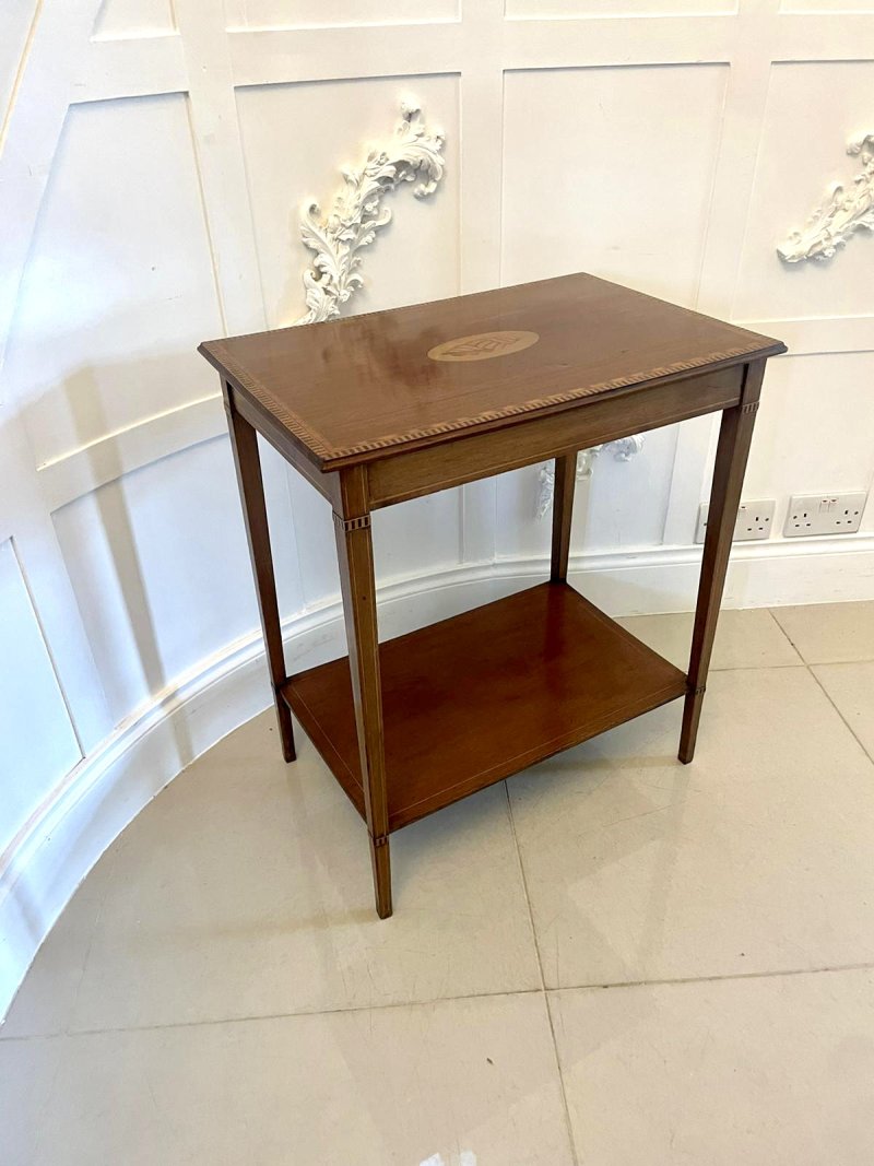 Antique Edwardian Quality Mahogany Inlaid Lamp Table